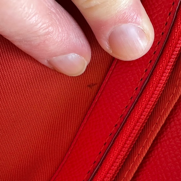 Coach cross grain embossed logo 10” wristlet w/removable strap. 6 cc slots - Picture 5 of 11